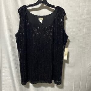 Too Mi 2x black sleeveless all over sequined tank nwt perfect dressy